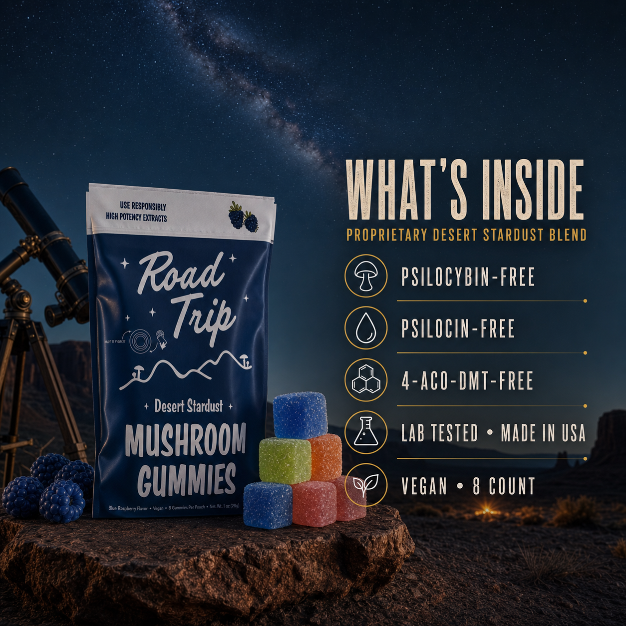 Desert Stardust Mushroom Gummies Features
