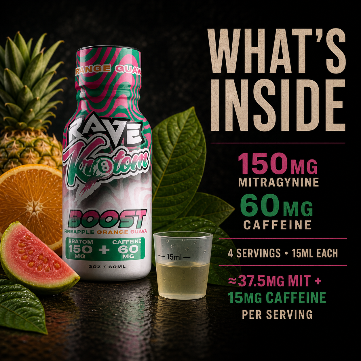 RAVE Kratom BOOST shot facts