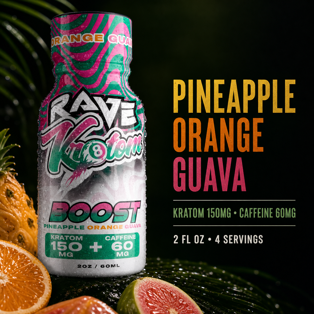 RAVE Kratom BOOST shot close up