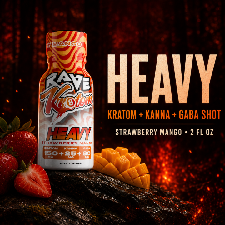 Rave Kratom Strawberry Mango HEAVY Kratom + Kanna + GABA shot Hero