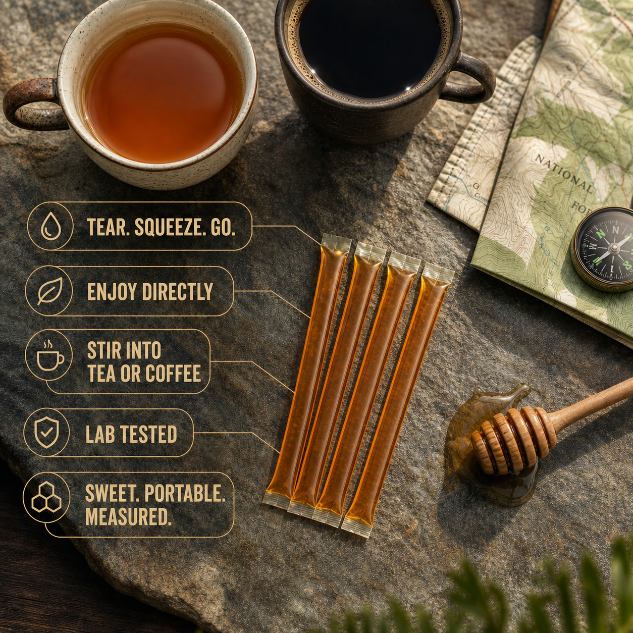 Kratken Kratom, Kratom Infused Honey Sticks Features