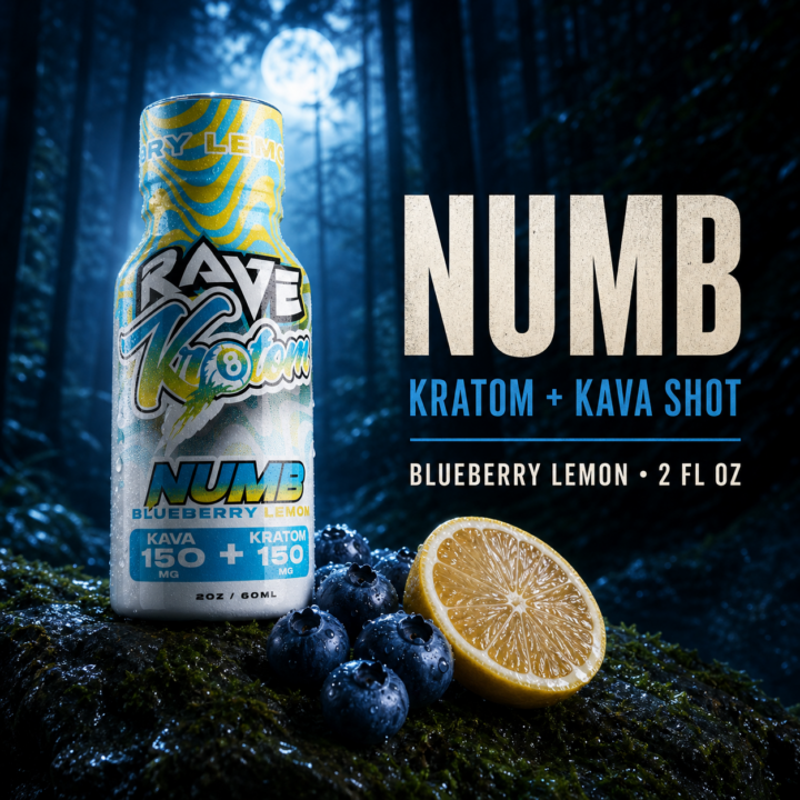 Rave Kratom Blueberry Lemon NUMB Kratom + Kava Shot Hero
