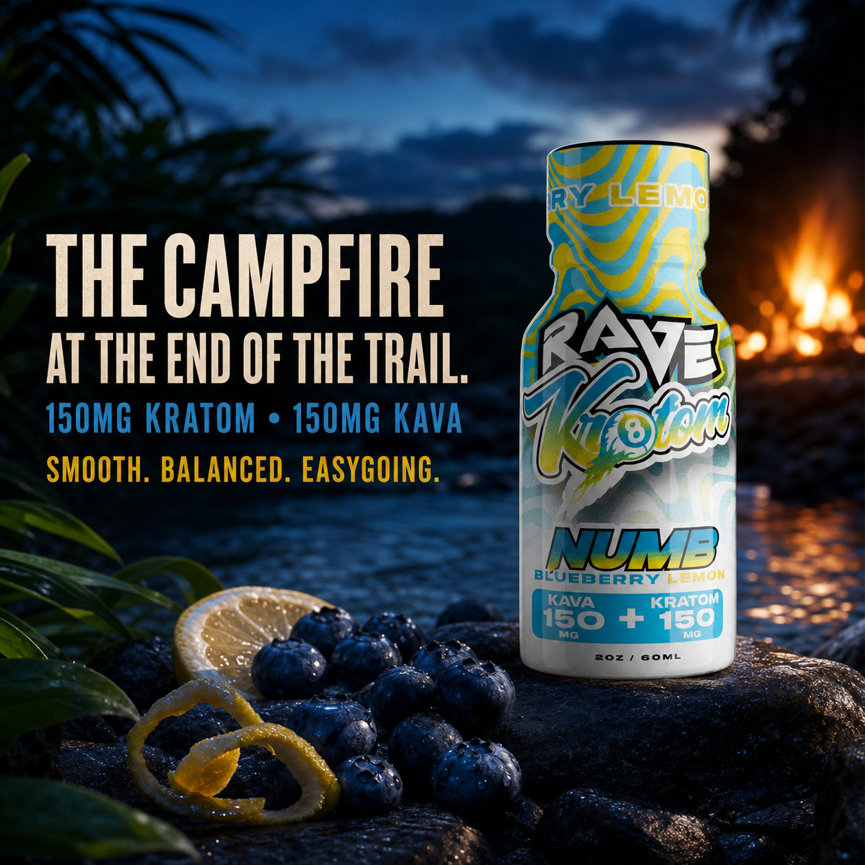 Rave Kratom Blueberry Lemon NUMB Kratom + Kava Shot Story