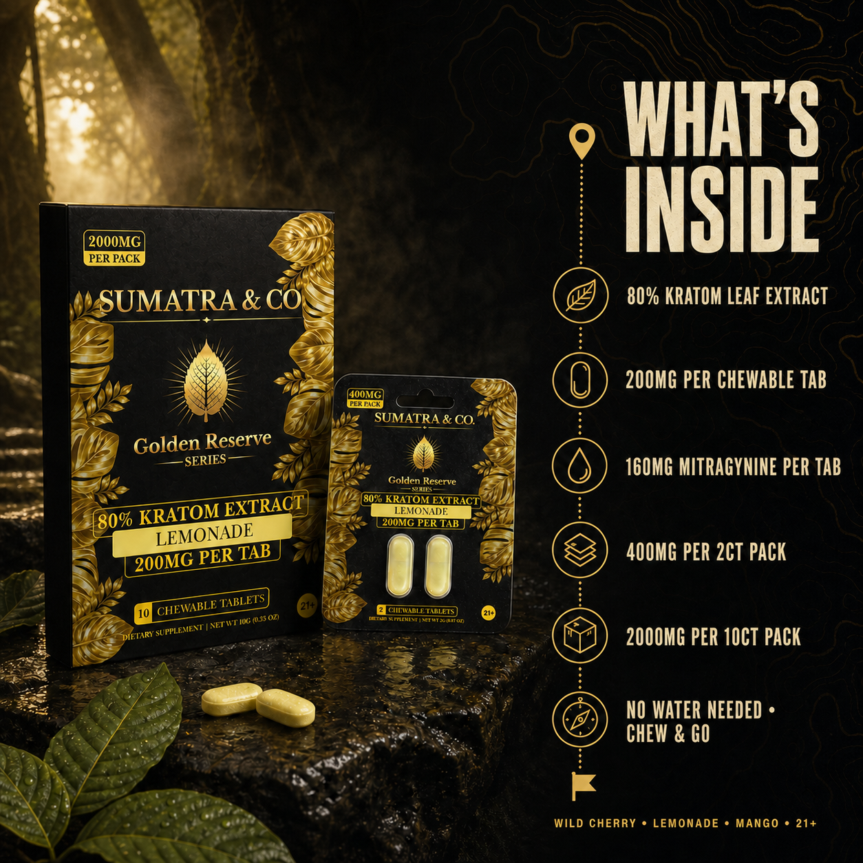 Sumatra & Co Golden Reserve Tabs what's inside